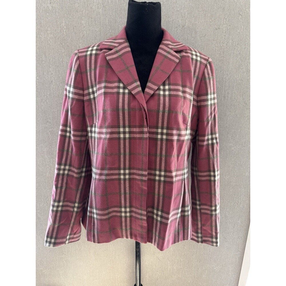 Doncaster Wool Women Blazer Pink Plaid Italy Sz 12 Old Money Elle Woods